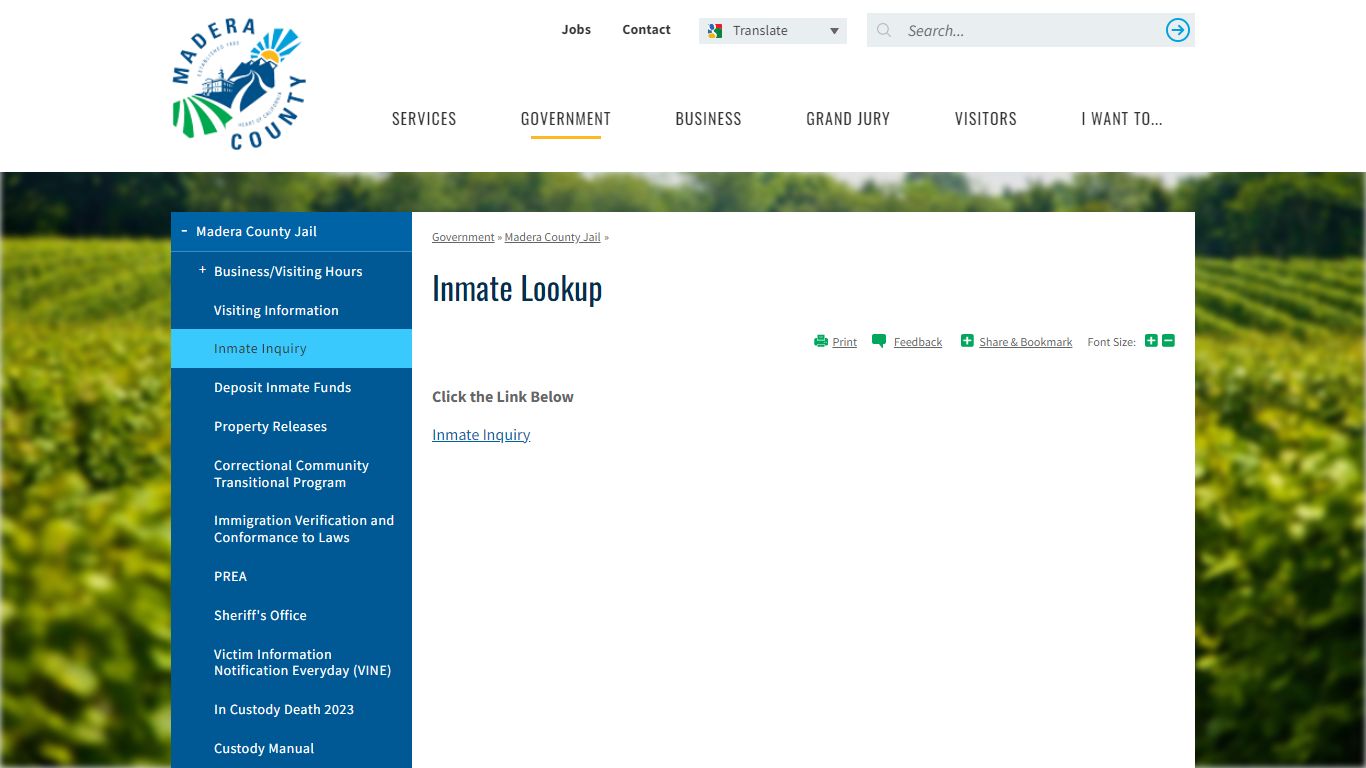 Inmate Lookup | Madera County