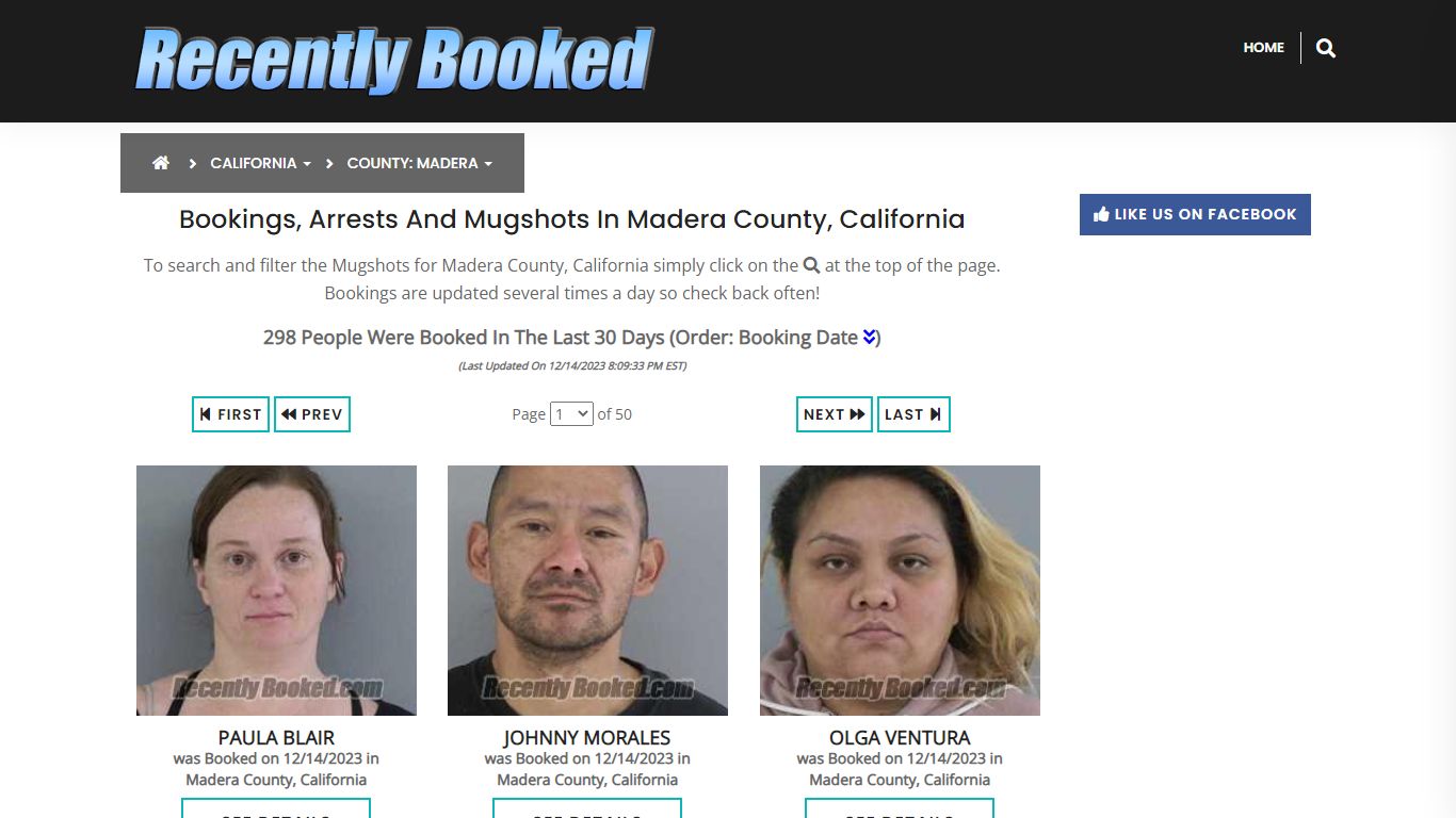 Recent bookings, Arrests, Mugshots in Madera County, California