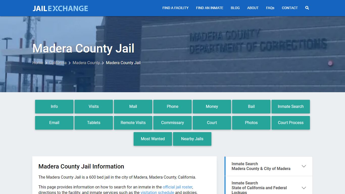 Madera County Jail, CA Inmate Search, Information